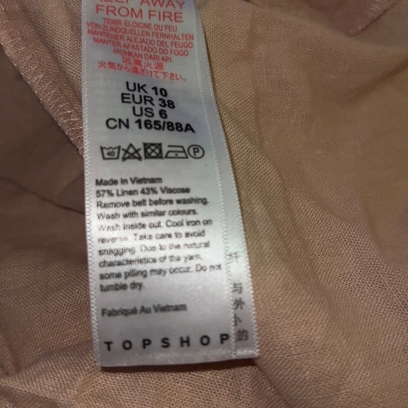 Topshop off the shoulder Ruffle Bardot Midi dress peach nude tiered dress Sz 6 - Picture 16 of 16